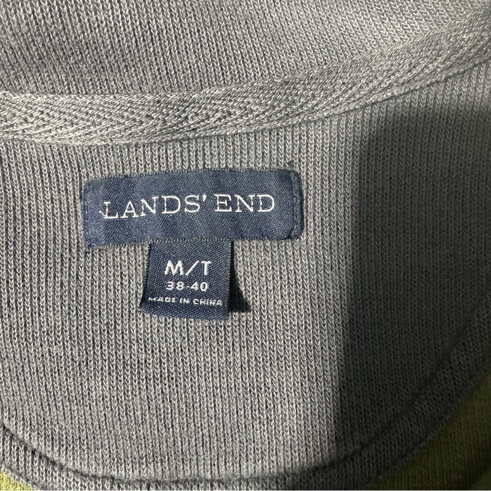 Land’s End 1/4 Zip Sweater | 100% Cotton | Size M/T (38–40) | Olive Green - Picture 4 of 9